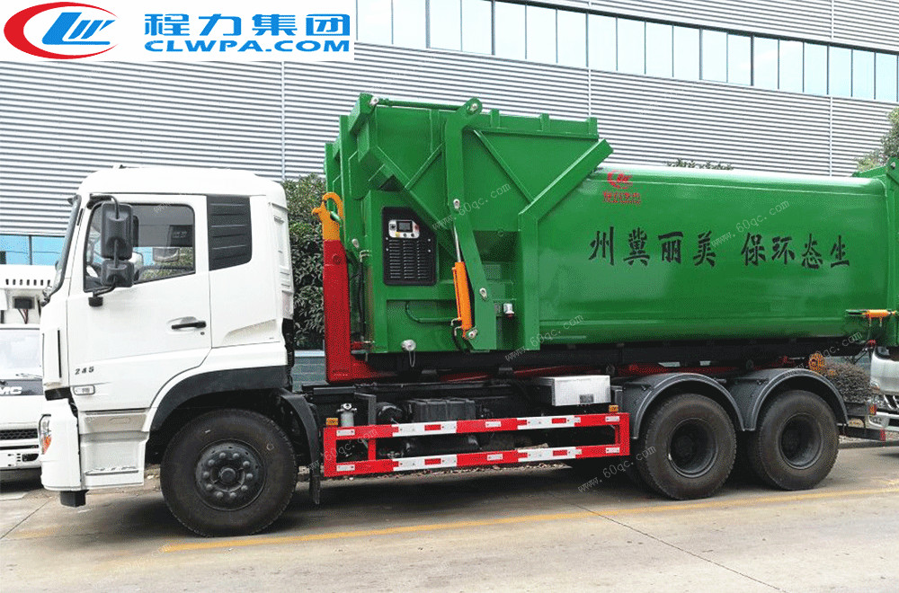 國(guó)五東風(fēng)天龍后雙橋車(chē)廂可卸式垃圾車(chē)